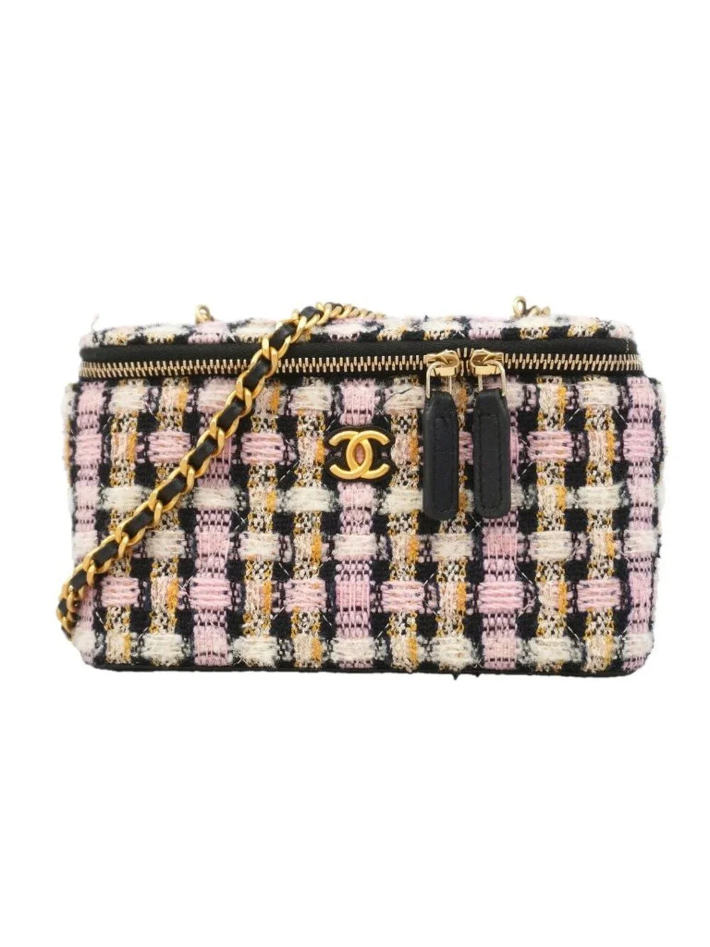 Chanel Shoulder Bag Tweed Multicolor Gold